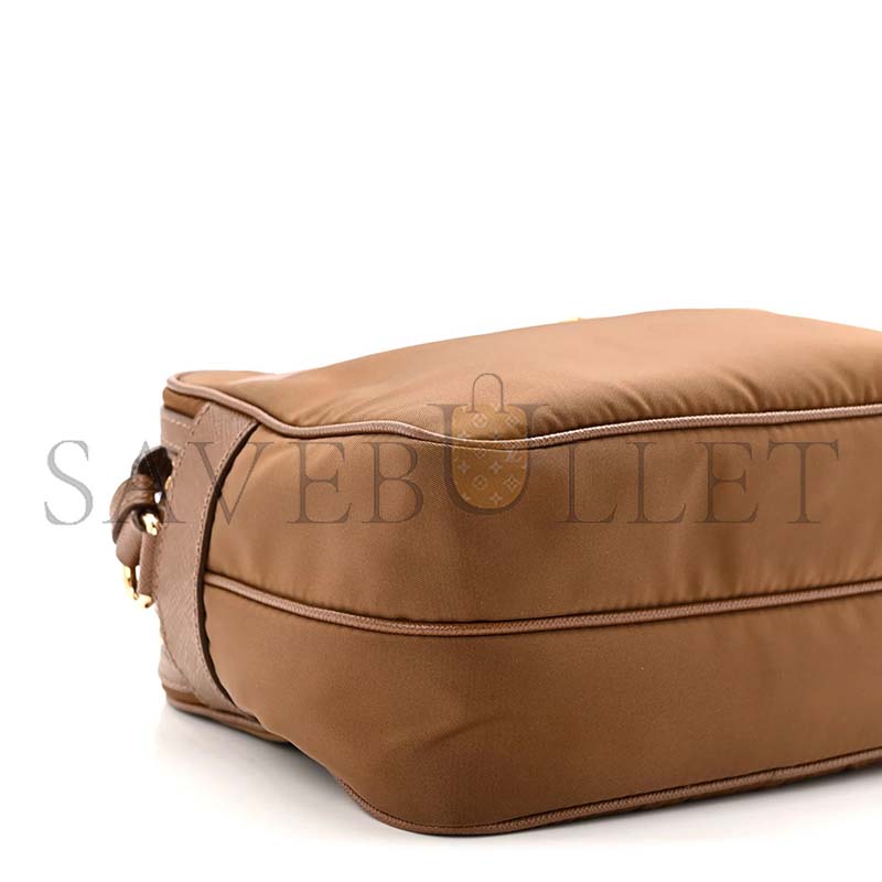 PRADA TESSUTO NYLON SAFFIANO RE-EDITION 1978 MESSENGER BAG SUGHERO 1BH218 (21*17*8cm)
